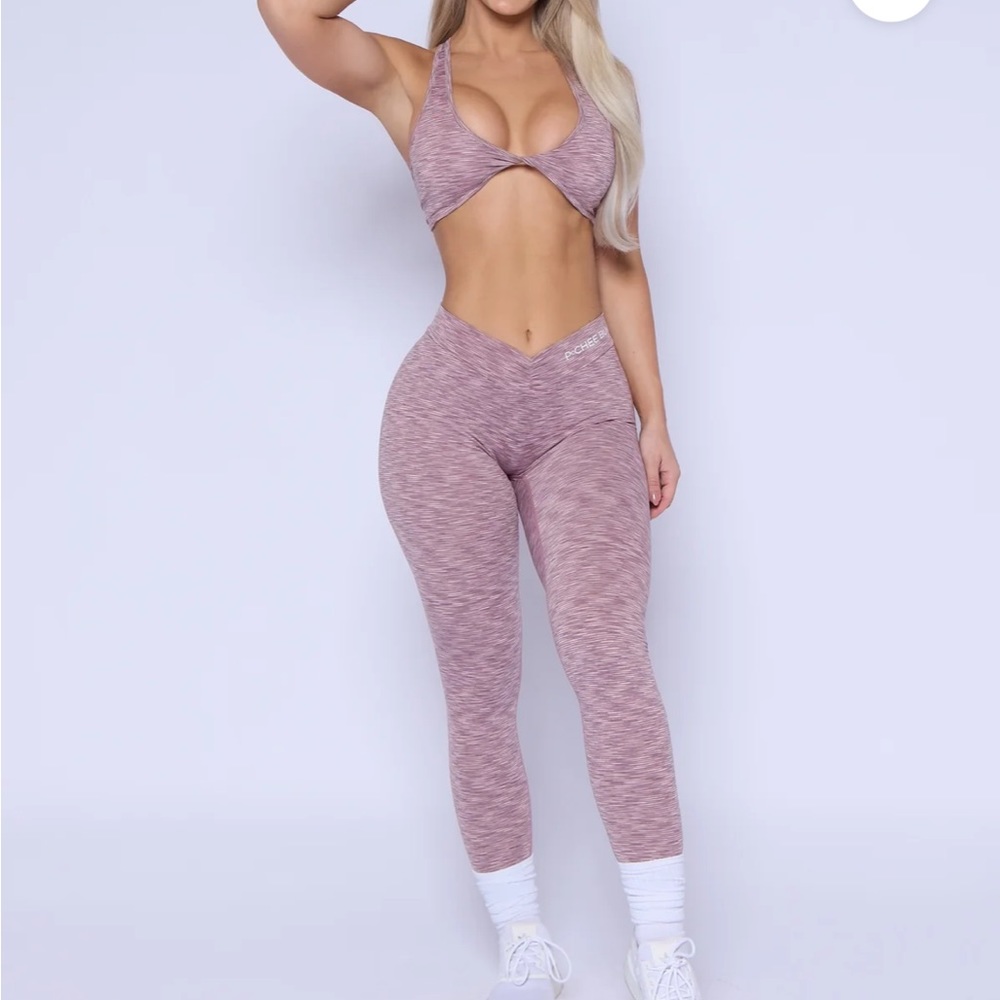 PCHEEBum MAUVE V-WAIST SCRUNCH BUTT LEGGING SET Size M